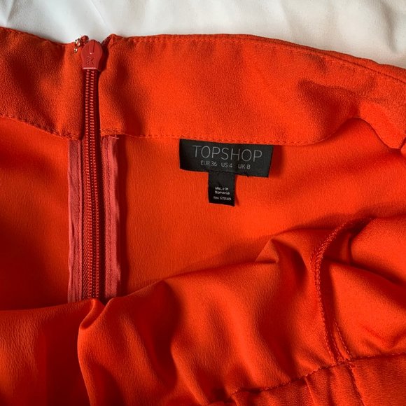 TOPSHOP Blood Orange Off-the-Shoulders Dress Size4 - Picture 3 of 3
